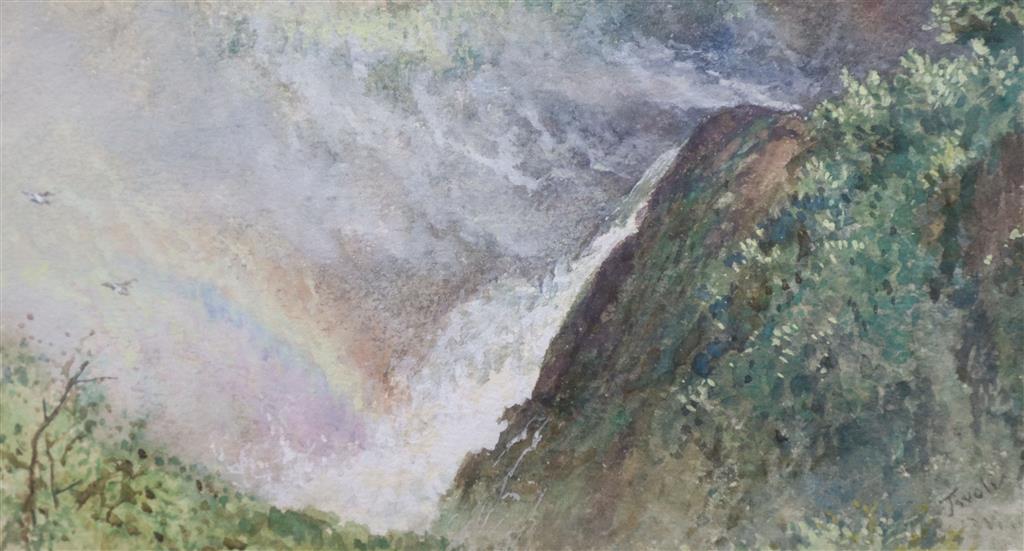 William Leighton Leitch (1804-83), watercolour, The Cascade, Tivoli, signed, with Agnews label verso, 11.5 x 21cm